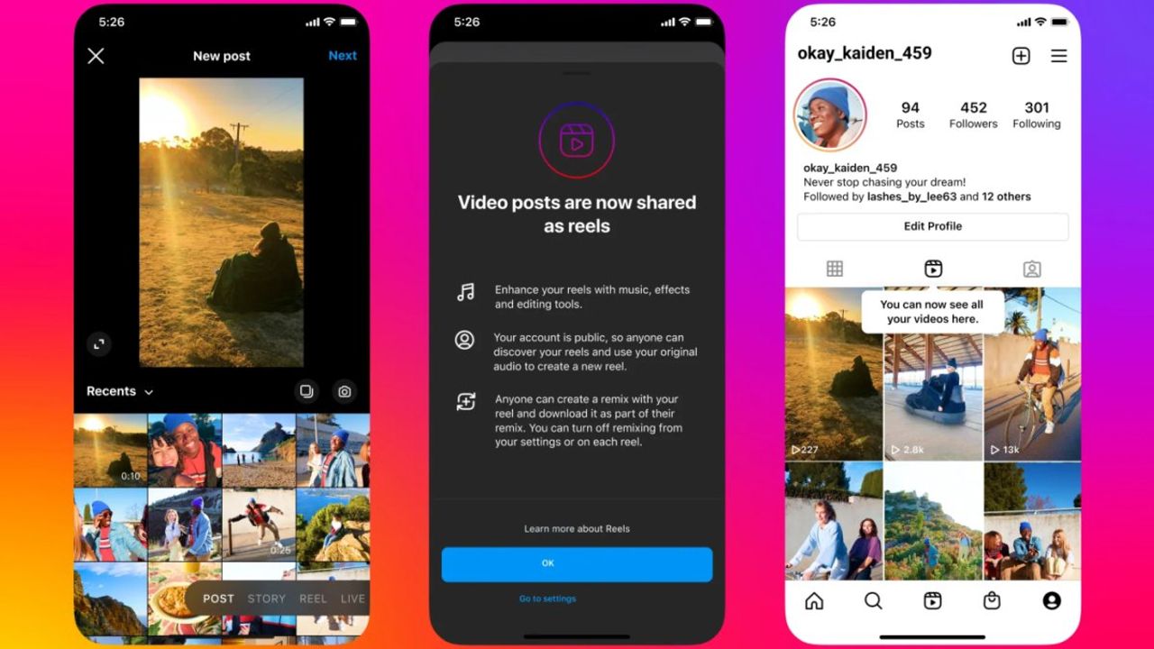Instagram'da 15 dakikadan kısa videolar Reels olarak paylaşılacak