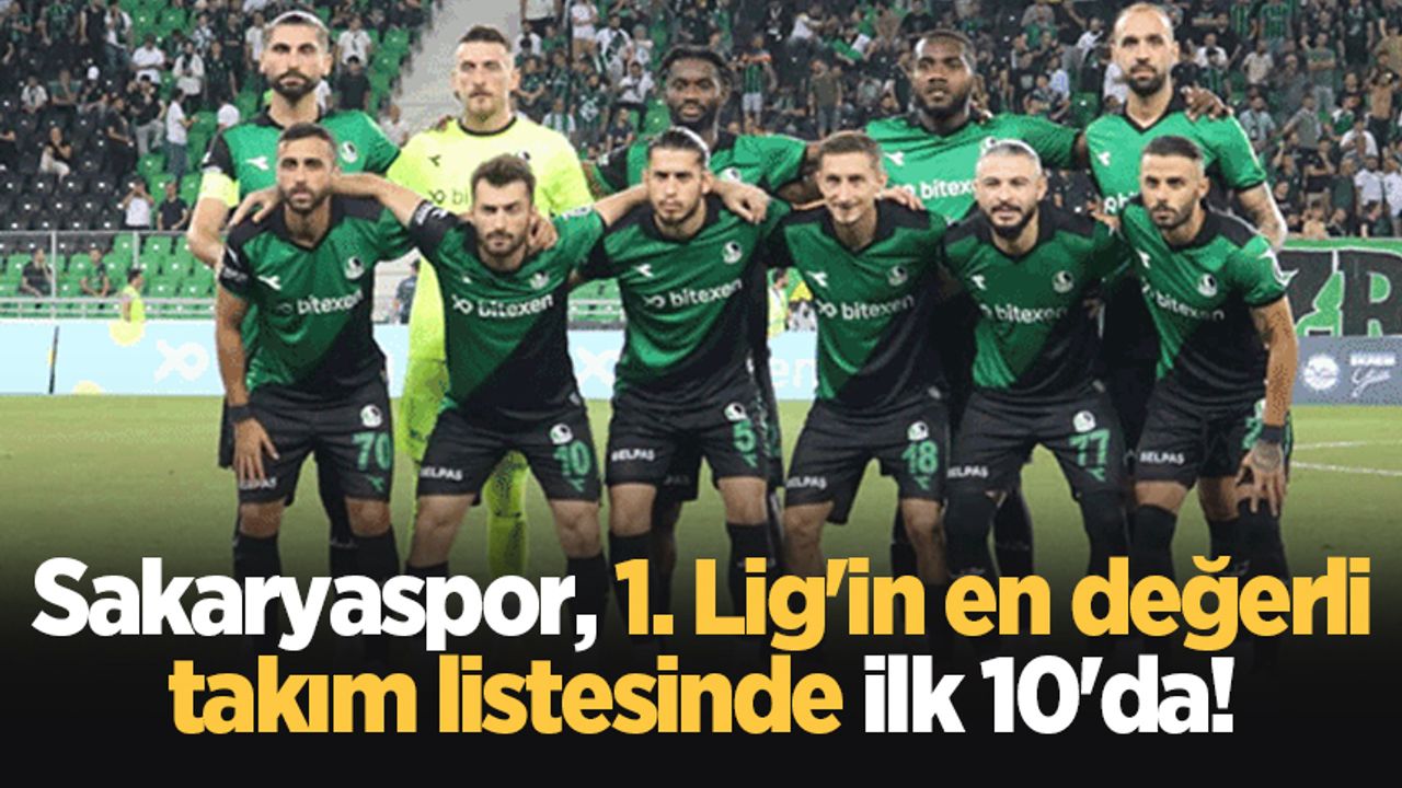 Sakaryaspor, 1. Lig'in en değerli takım listesinde ilk 10'da!