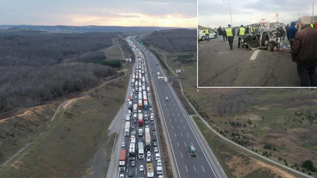 Kuzey Marmara Otoyolu'nda kaza, kilometrelerce araç kuyruğu oluştu