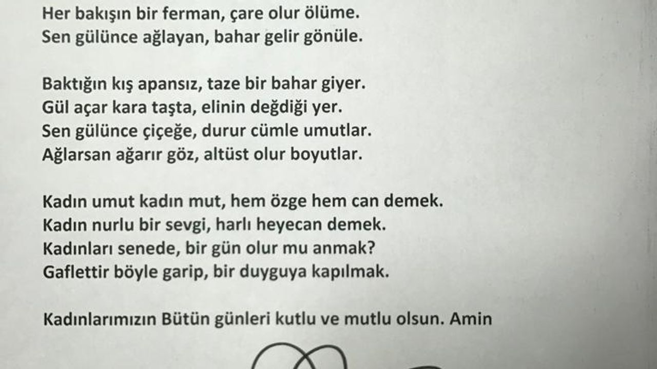 Başkan Müftüoğlu’dan 8 Mart şiiri