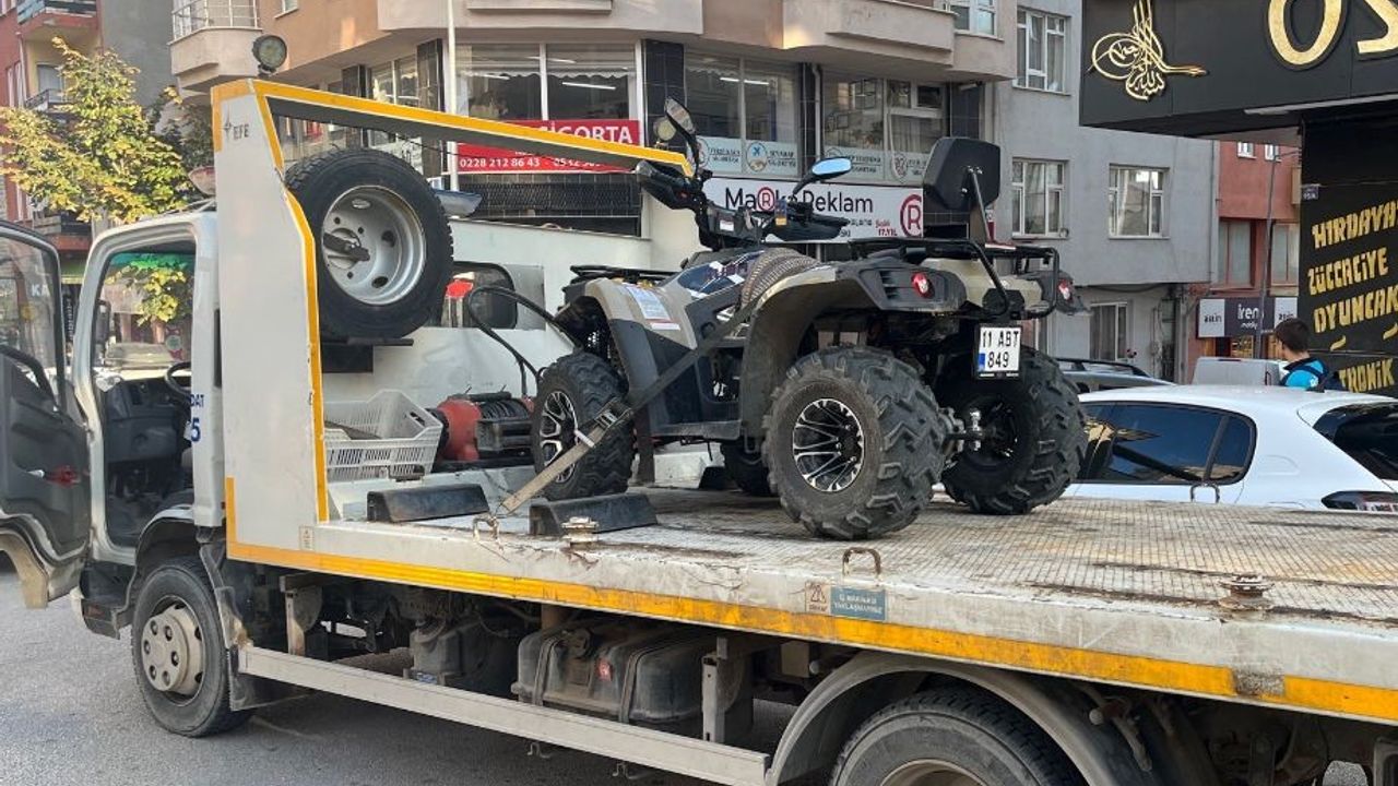 ATV aracıyla emniyetin önünde drift atan sürücüye 20 bin lira ceza
