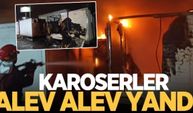 Alev alev yanan karoserler itfaiyenin müdahalesiyle söndürüldü