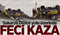 Sakarya-Düzce yolu üzerinde feci kaza!