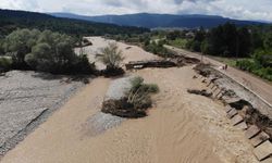 Bolu'da selin yıkıcı etkisi havadan görüntülendi