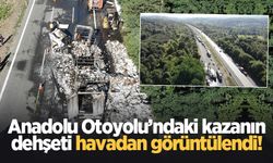 Anadolu Otoyolu’ndaki kazanın dehşeti havadan görüntülendi!