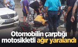 Otomobilin çarptığı motosikletli ağır yaralandı