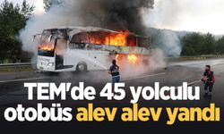 TEM'de 45 yolculu otobüs alev alev yandı