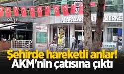 Şehirde hareketli anlar! AKM'nin çatısına çıktı