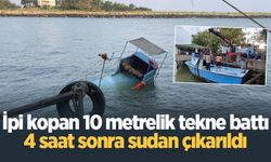 İpi kopan 10 metrelik tekne battı, 4 saat sonra sudan çıkarıldı