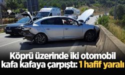 Köprü üzerinde iki otomobil kafa kafaya çarpıştı: 1 hafif yaralı