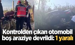 Kontrolden çıkan otomobil, boş araziye devrildi: 1 yaralı