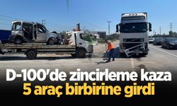 D-100'de zincirleme kaza: 5 araç birbirine girdi