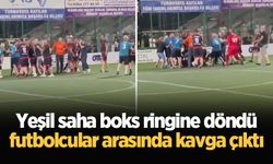 Yeşil saha boks ringine döndü, futbolcular arasında kavga çıktı