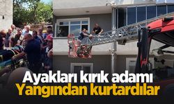 Ayakları kırık olduğu için evden çıkamadı, ekipler kurtardı