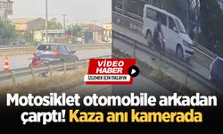 Motosiklet otomobile arkadan çarptı! Kaza anı kamerada