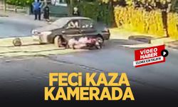 Kadın motosikletlinin yaralandığı kaza kamerada