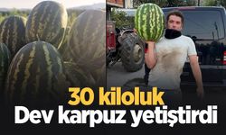 30 kiloluk dev karpuz yetiştirdi