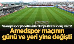 Sakaryaspor yönetiminin TFF'ye itirazı sonuç verdi! Amedspor maçının günü ve yeri yine değişti