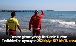 Denize girme yasağı ile ‘Deniz Turizm Tedbirleri'ne uymayan 252 kişiye 517 bin TL ceza