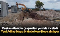 Başkan Alemdar çalışmaları yerinde inceledi: Yeni Adliye binası önünde Non-Stop çalışılıyor