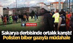 Sakarya derbisinde ortalık karıştı! Polisten biber gazıyla müdahale