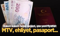 Milyonları ilgilendiriyor! Kalem kalem hepsi değişti, işte yeni fiyatlar: MTV, ehliyet, pasaport...