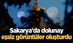 Sakarya'da dolunay eşsiz görüntüler oluşturdu