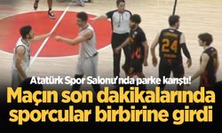 Atatürk Spor Salonu'nda parke karıştı! Maçın son dakikalarında sporcular birbirine girdi