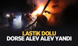 Lastik yüklü dorse alev topuna döndü