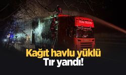 Kağıt havlu yüklü tır yandı