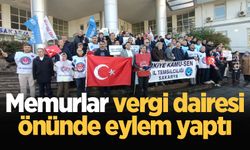 Memurlar vergi dairesi önünde eylem yaptı: Ek zam ve refah payı talebi