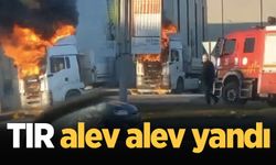 TIR alev alev yandı: O anlar kamerada