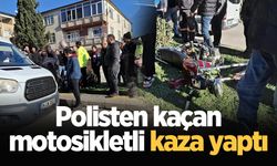 Polisten kaçan motosikletli kaza yaptı