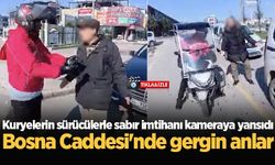 Bosna Caddesi'nde gergin anlar! Kuryelerin sürücülerle sabır imtihanı kameraya yansıdı