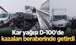 Kar yağışı D-100'de kazaları beraberinde getirdi