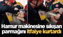 Hamur makinesine sıkışan parmağını itfaiye kurtardı