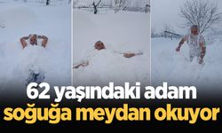 62 yaşındaki adam soğuğa meydan okuyor