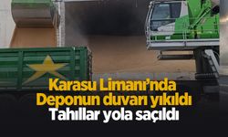 Karasu Limanı’ndaki deponun perde duvarı yıkıldı: Tahıllar yola saçıldı