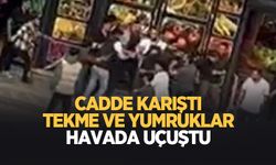 Caddede tekme tokat birbirlerine girdiler