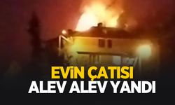 Evin çatısı alev topuna döndü