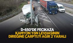 Kağıt gibi ezilen kamyonette sıkışan sürücü ağır yaralandı