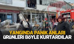 Yangında ürünleri alevlerden kurtarmak için seferber oldular