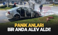 Erenler'de araç alev aldı