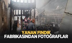 Fındık fabrikasındaki yangından fotoğraflar