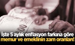 Memur ve emeklinin 5 aylık enflasyon farkı belli oldu