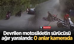 Devrilen motosikletin sürücüsü ağır yaralandı: O anlar kamerada