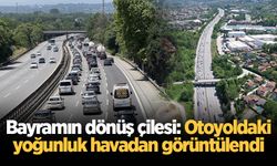Bayramın dönüş çilesi: Otoyoldaki yoğunluk havadan görüntülendi