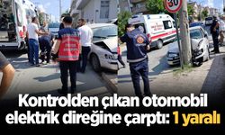 Kontrolden çıkan otomobil, elektrik direğine çarptı: 1 yaralı
