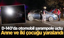 D-140'da otomobil şarampole uçtu: Anne ve iki çocuğu yaralandı