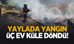 Yaylada üç ev yandı